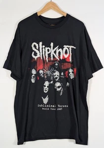 T-shirt maglietta Slipknot 2005 World Tour ristampa versi subliminali taglia XL nero metallo - Foto 1 di 3
