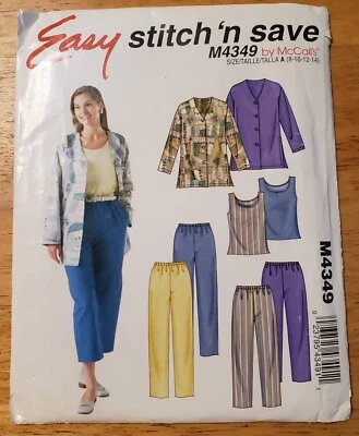McCall's Stitch n Save Pattern 4349 Misses' Jacket Top Pants Carpri's sizes 8-14 - Image 1 of 4