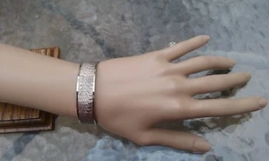 Pulsera italiana vintage de eslabones planos grabados en plata de ley - Imagen 1 de 9