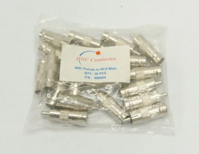 20 x BNC Female Plug to RCA Male Coax Connector Adapter - Image 1 of 2