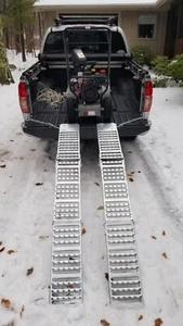 Pair of Tri-Fold Motorcycle Atv Bikes Steel Quad Loading Ramps Lightweight NEW - Picture 1 of 3