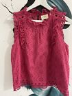 Maeve by Anthropologie Broderie Rasperry Pink Top Blouse Size 8