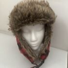 Hat Trappers Buffalo Plaid Winter Red Black Wool Cap Dog Ear Flaps