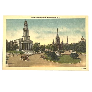 Vintage Leinen Postkarte Thomas Circle Washington DC - Bild 1 von 2