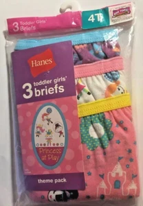Girls Hanes 3 Pack Toddler Brief Size 4T Princess At Play Theme Pack NISP - Picture 1 of 4