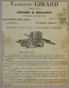 prospectus brochure BATTEUSE VANNETTE GIRARD BOUVIER Louvigné les Laval tracteur - Foto 1 di 2