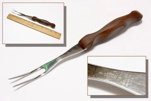 Vintage Cutco USA No 26 Turning Fork 2 Tine Brown Swirl Handle 10.5 Inch - Picture 1 of 4