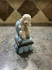 White Poodle on Blue Chair Porcelain Hinged Trinket Box Midwest Cannon Falls