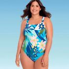 Beach Betty Size XL Miracle Brands Slimming Control Laceup Back 1 Piece Swimsuit