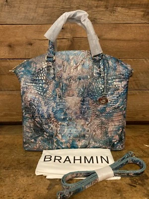 Cartera Brahmin Grande Duxbury Azul Encaje Melbourne Cuero ---NUEVA CON ETIQUETAS Foto 1 de 4
