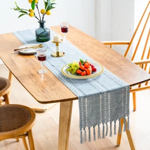 Table Cloth Runner Tassel Hollow Dining Living Room Home Decor Pastoral Style - Picture 1 of 15