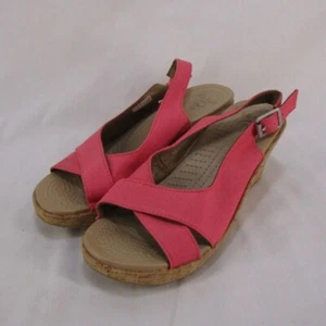 Womens Size 9 Crocs Pink A-Leigh Cork Wedge Heels Shoes - Picture 1 of 7