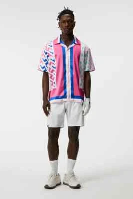 J Lindeberg Men's BAY SHIRT LOGO GMST09324 S190 Pink Painted Bridge Medium NEW - Image 1 of 4