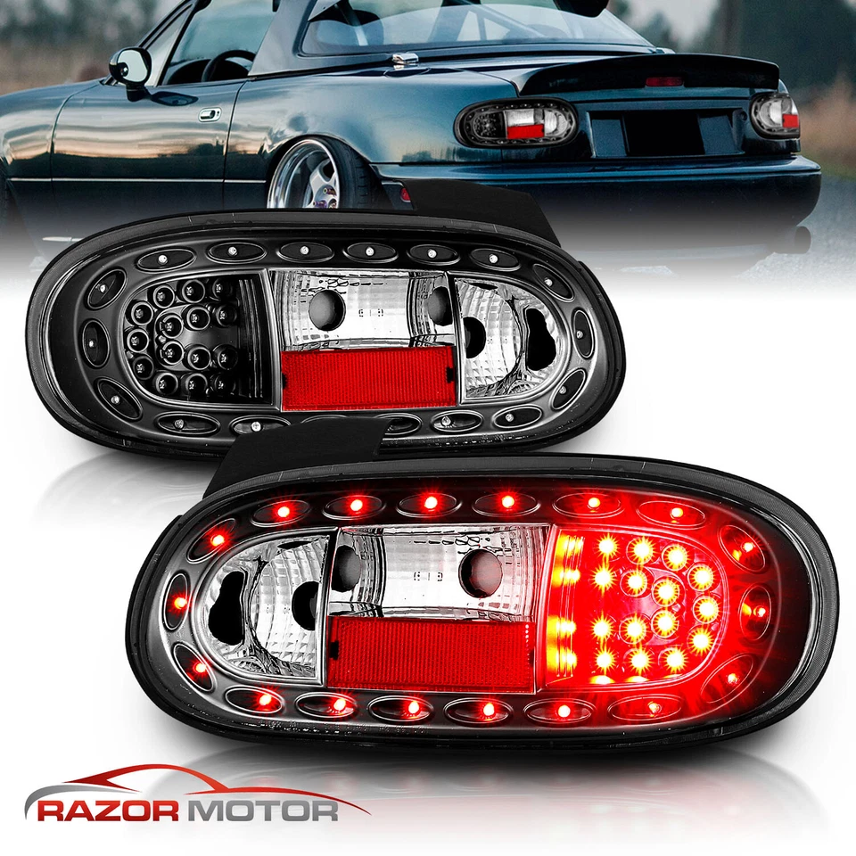 1999-2005 For Mazda Miata MX-5 Black LED Brake Tail Lights Set - Image 1 of 4