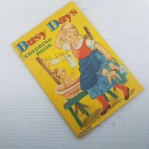 Vintage Busy Days Saalfield A Coloring Book (Some Colored Pages) No 336 - Picture 1 of 6