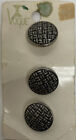 Lot 3 Silver Etched Weave Vintage Metal Buttons Vogue Brand