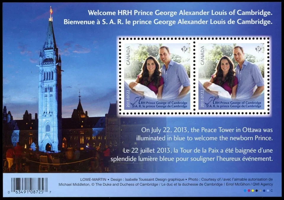 Canada - Souvenir Sheet - Birth of Prince George of Cambridge - Scott #2685 - Image 1 of 1