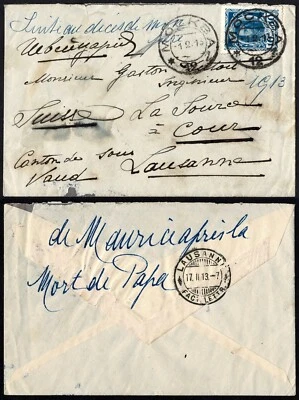 Russia 1913 Cover, 10k, to Lausanne, Death of the Pope Note, Arrival Mark - Image 1 of 3