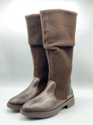 Botas hasta la rodilla Fitflop NISSE mixtas de cuero y lana, marrón, talla 4 del Reino Unido, EU 37, US 6 Foto 1 de 4
