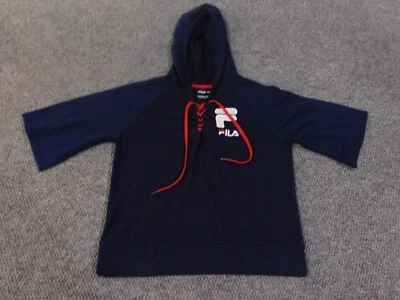 Fila Hoodie Womens Large blue pullover stretch drawstring classic logo - Image 1 of 4