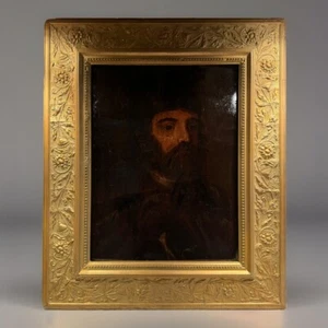 Antikes Portrait Gemälde eines englischen Pikeman in Rüstung aus dem 16. Jahrhundert - Bild 1 von 11