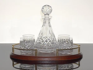 WATERFORD LISMORE ROLY POLY 6-PC WHISKEY DECANTER GIFTSET W/ TRAY - Picture 1 of 13