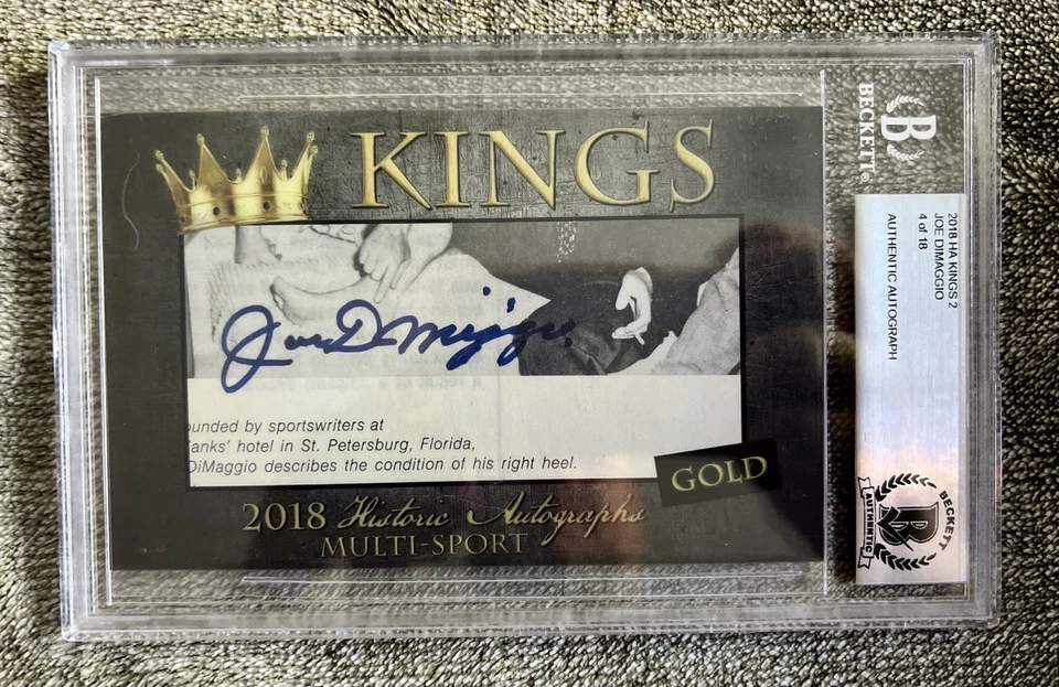 2018 HA KINGS Historic Autographs Joe DiMaggio Cut 4/18 GOLD BAS AUTHENTIC HOF💎 - Image 1 of 3