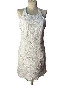 Lilly Pulitzer White Floral Lace Halter Shift Dress size 4 Pearl Mila Resort - Picture 1 of 9