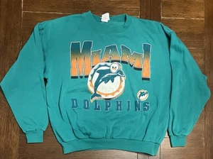 Vintage 90s Game Day by Cliff Engle Size XL NFL Miami Dolphins Teal Crewneck - Picture 1 of 4
