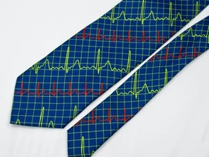 Heart Monitor Waveform EKG Rhythm Tie Doctor Cardiologist Hand Made by Wildties - Picture 1 of 10
