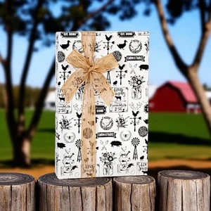 FARMHOUSE FAVORITES Print Design 24" Gift WRAPPING Paper Choose Length Amount - Picture 1 of 2