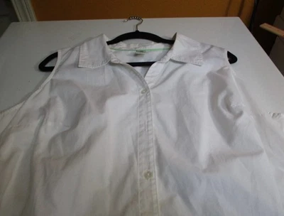 Top para mujer Cherokee blanco sin mangas cuello con botones mezcla de algodón 18W Foto 1 de 4