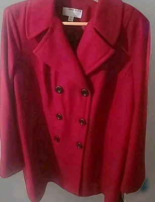 Chaquetón de lana de doble botonadura rojo Anne Klein para mujer talla XXL NUEVO CON ETIQUETAS ROJO Foto 1 de 4