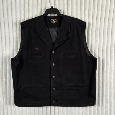 Wyoming Traders Western Lined Button Front Black Canvas Vest Mens 2XL Tall - Image 1 of 4