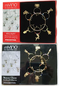 NEW Lot of 2 Boxes miVINO Prodyne Stemware Charms - 6 Wine Cheese - 6 Christmas - Picture 1 of 3