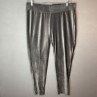 Ruby Rd Womens Soft Velour Ribbed Pull On Tapered Pants 1X Metallic High Rise 