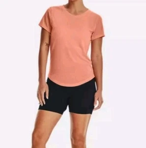 Under Armour UA MICROTHREAD Streaker Running Active Tshirt Mesh Bubble Peach XS  - Picture 1 of 7