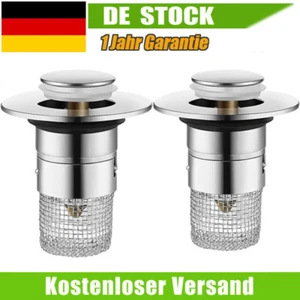 2 Stück Pop-Up Waschbeckenstopfen (Multifunktionaler Abflusssieb+Geruchsfilter) - Bild 1 von 12