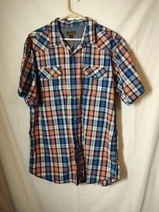  Northwest Territory Men's Orange Plaid Snap Western Shirts Size XLT - Picture 1 of 6