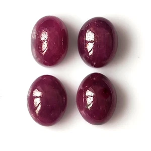 Natural Red Ruby Cabochon Unheated 7x9 mm Oval Calibrated Gemstone 4 Pieces Lot - Picture 1 of 5