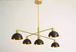 Chandelier 5 Light Art Deco Style Raw Brass Ceiling Light Fixture Decor Lamp - Picture 1 of 8
