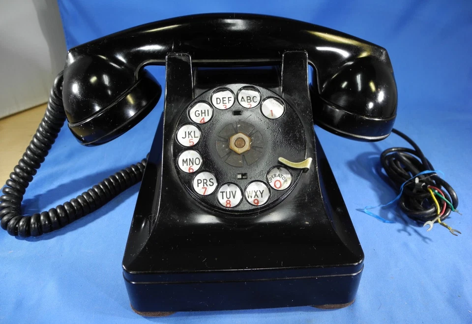 Teléfono eléctrico occidental vintage Bell System negro giratorio F2 teléfono de escritorio ** Foto 1 de 4