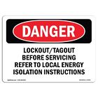 Osha Danger Sign - Lockout Tagout Before Servicing Refer To | Decal | Protect...