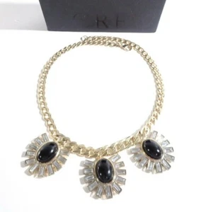 J.Crew Women's Black Cabochon Crystal Baguette Fan Short Necklace NIB 89.50 - Picture 1 of 4