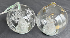 Two (2) Blown Glass Angel Ornaments Snowflake And Star, Color Changing LED