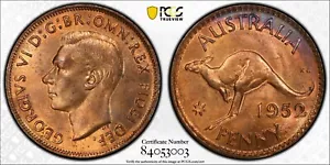 Penny australiano M 1952 grado PCGS MS64 RB losa - Imagen 1 de 1