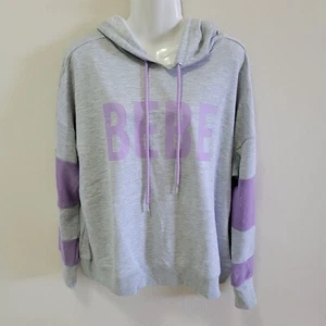 Bebe Sport Damen-Sweatshirt mit Kapuze Netz meliert grau flieder lila 1X neu mit Etikett - Bild 1 von 12