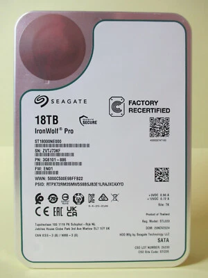 Seagate IronWolf Pro - ST18000NE000 - interne 3,5" Sata3 NAS CMR Festplatte 18TB - Bild 1 von 4