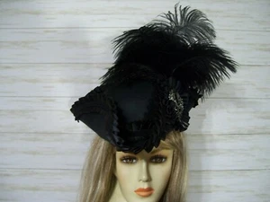 Schwarz MINI Dreihorn Mütze Halloween Piratenhut, Marie Antoinette Mini Dreihorn Mütze - Bild 1 von 6