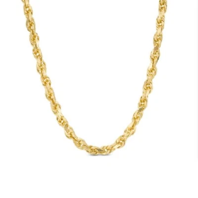 Collar de cadena de cuerda italiana de 24"3 mm sin plomo/deslustre relleno de oro amarillo de 18 quilates real Foto 1 de 2